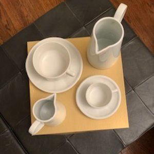 4 French breakfast Porcelain Coffee/Tea Cup&Saucer+Lg Pitcher